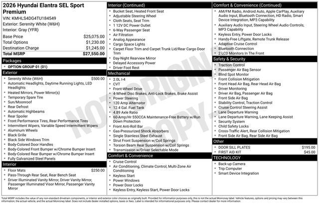 2026 Hyundai Elantra SEL Sport