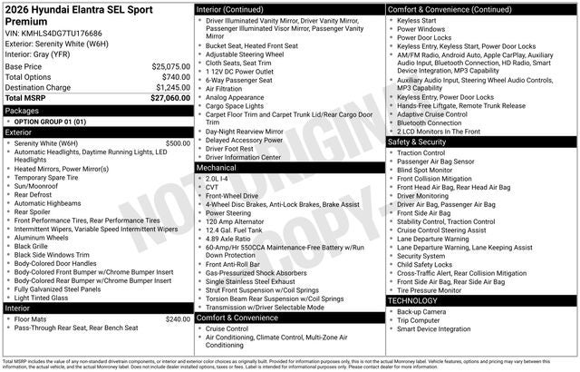 2026 Hyundai Elantra SEL Sport