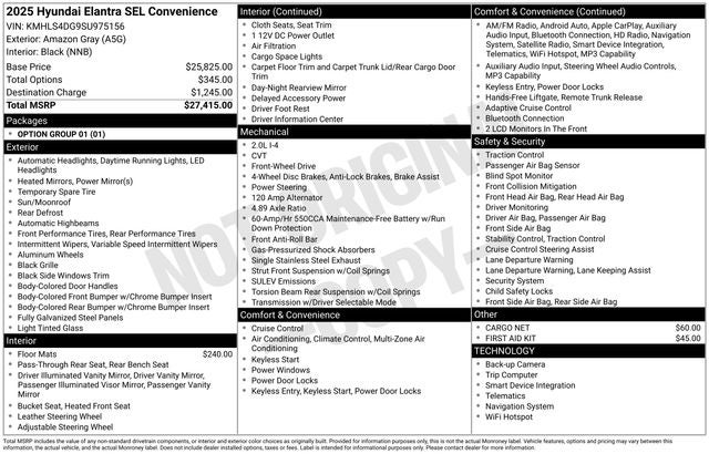 2025 Hyundai Elantra SEL Convenience