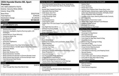 2026 Hyundai Elantra SEL Sport Premium