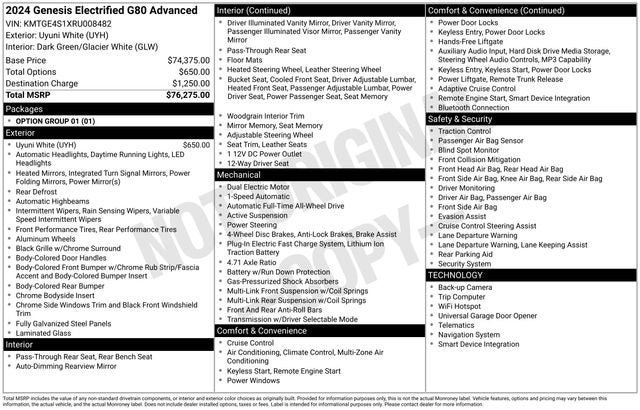 2024 Genesis Electrified G80 Advanced AWD