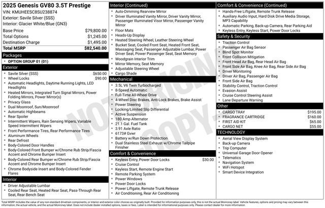 2025 Genesis GV80 3.5T Prestige AWD