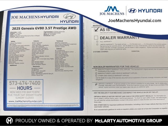 2025 Genesis GV80 3.5T Prestige AWD