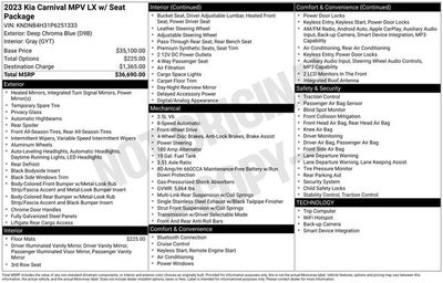 2023 Kia Carnival LX Seat Package