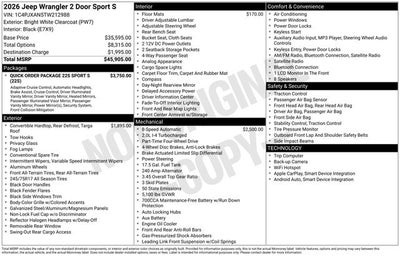 2026 Jeep Wrangler Sport S