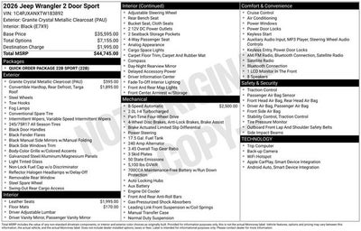 2026 Jeep Wrangler Sport