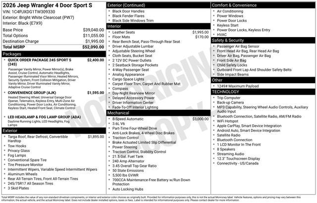 2026 Jeep Wrangler Sport S