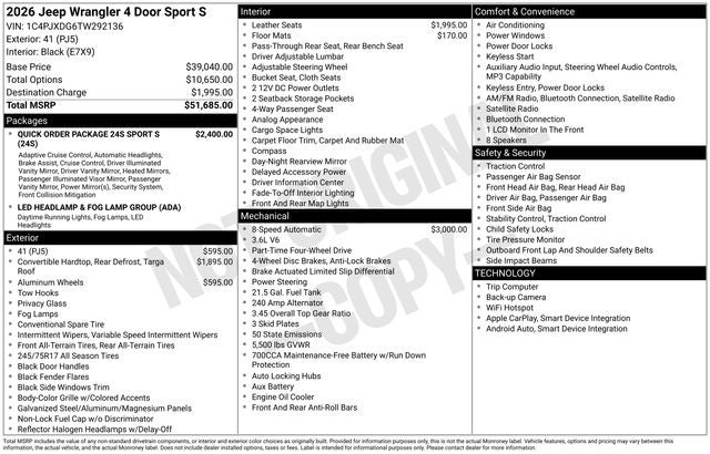 2026 Jeep Wrangler Sport S