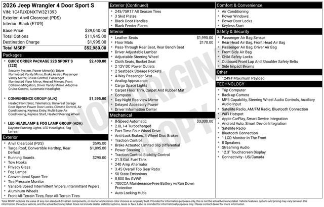 2026 Jeep Wrangler Sport S