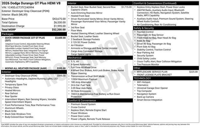 2026 Dodge Durango GT Plus HEMI V8