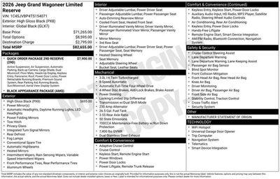 2026 Jeep Grand Wagoneer Limited Reserve