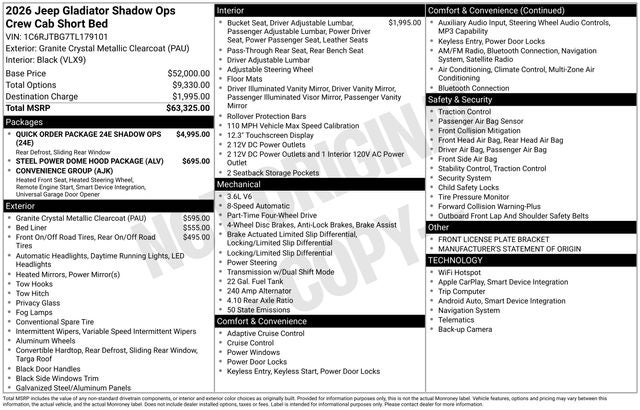 2026 Jeep Gladiator Shadow Ops