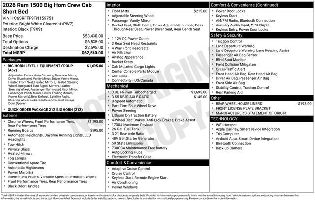 2026 RAM 1500 Big Horn/Lone Star