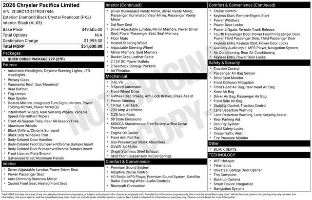 2026 Chrysler Pacifica Limited