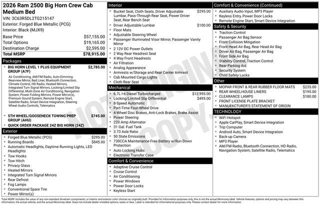 2026 RAM 2500 Big Horn