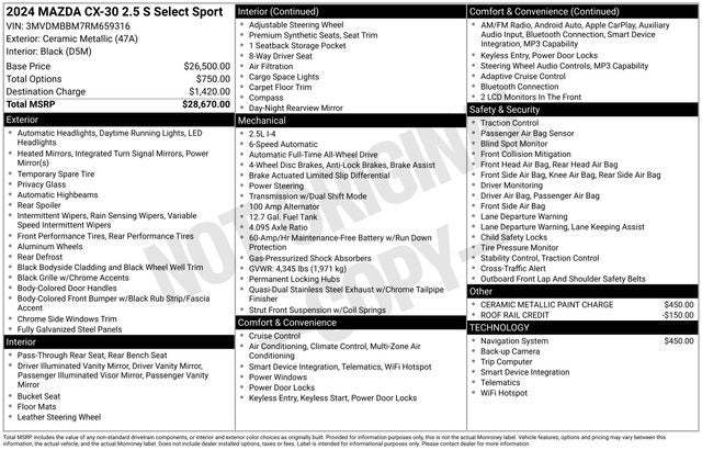 2024 Mazda Mazda CX-30 2.5 S Select Sport